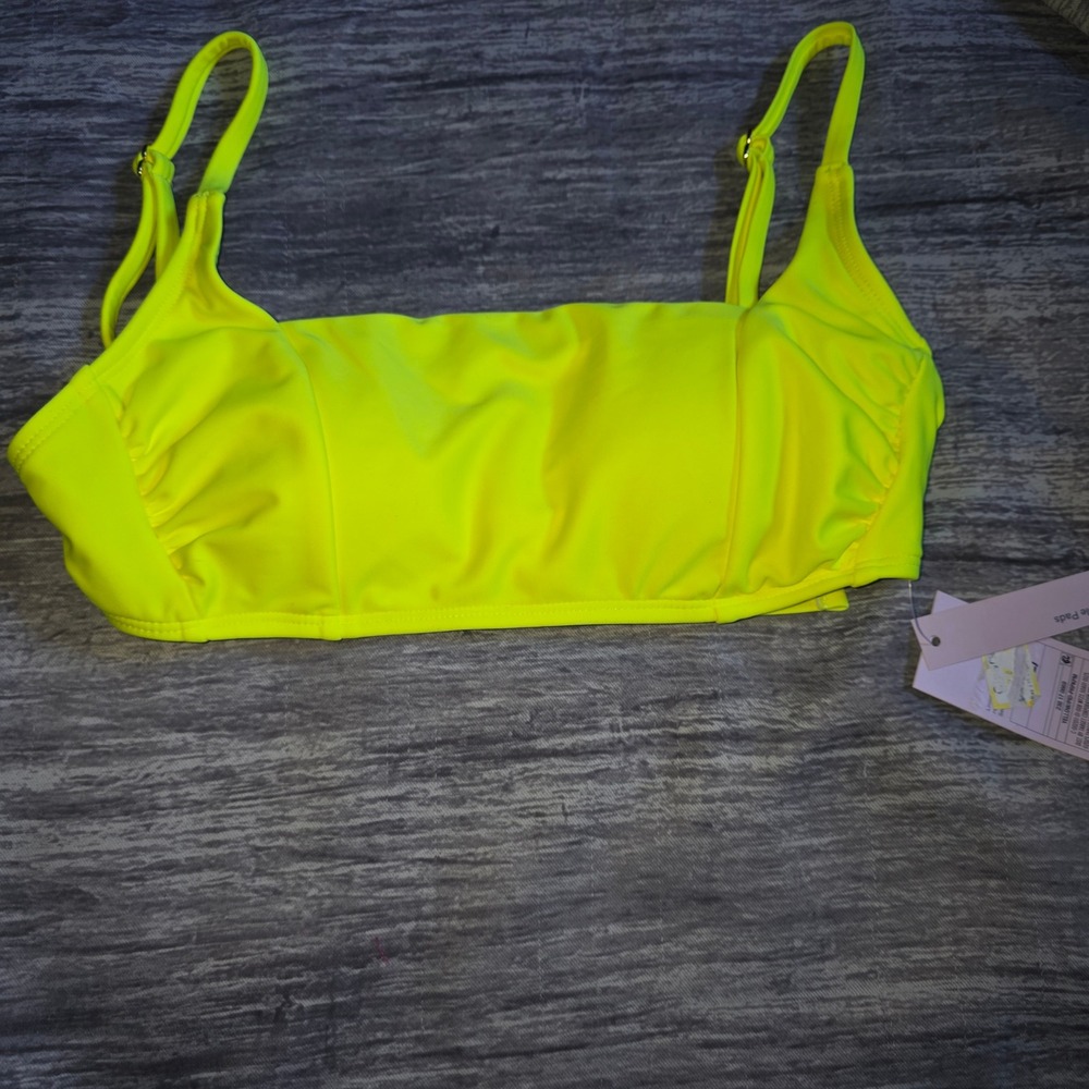 Wild Fable Neon Yellow Square Neck Lace Up Bikini Top XS